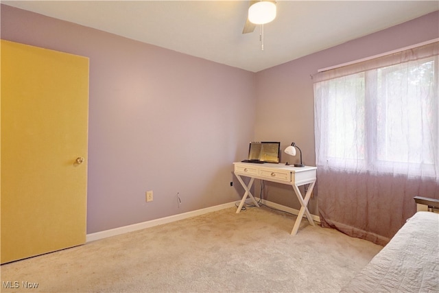 bedroom featuring carpet and ceiling fan