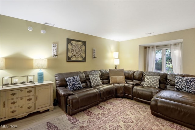 living room featuring light hardwood / wood-style flooring