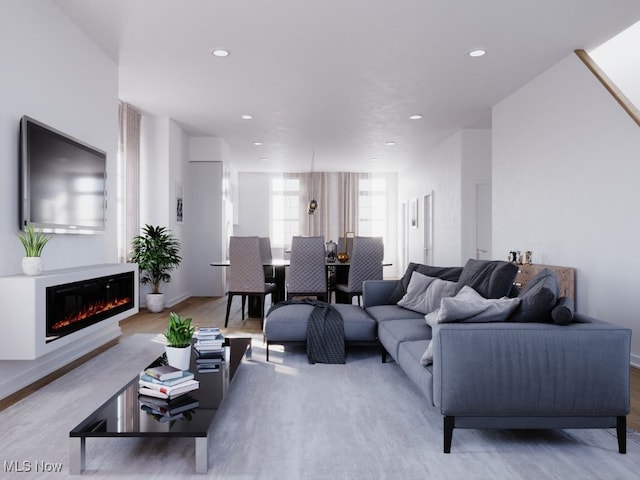 living room featuring light hardwood / wood-style flooring