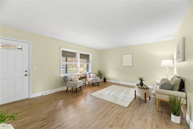 interior space with light hardwood / wood-style floors