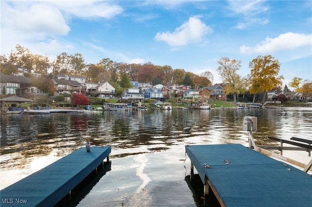 view of dock featuring a water view