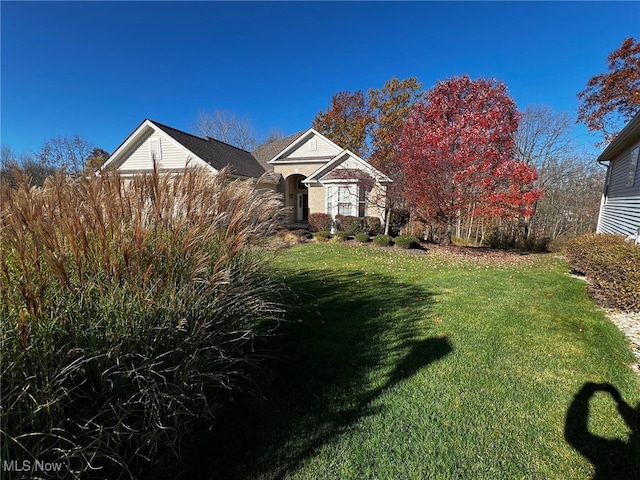 view of front of home featuring a front yard