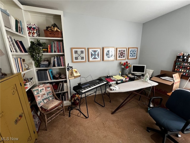 office space with carpet flooring