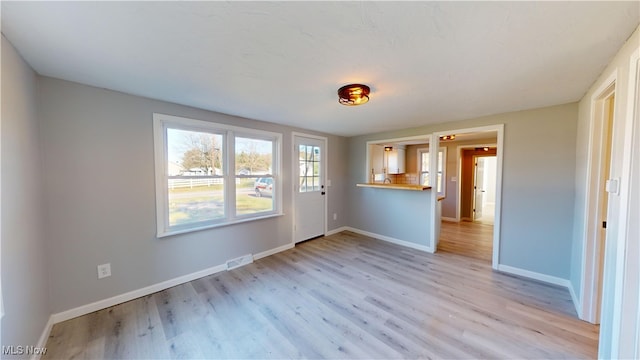 unfurnished living room featuring light hardwood / wood-style flooring