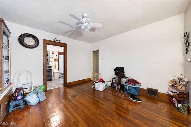 misc room featuring hardwood / wood-style floors and ceiling fan