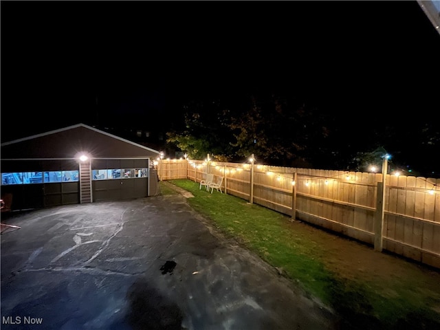 view of patio at twilight