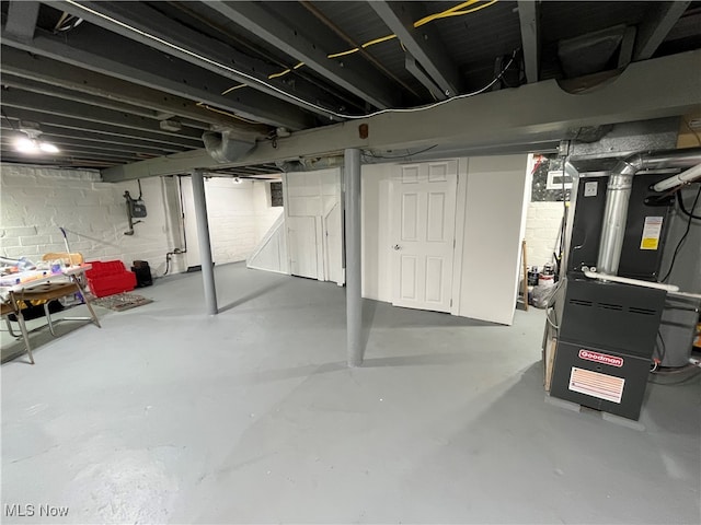 basement with heating unit