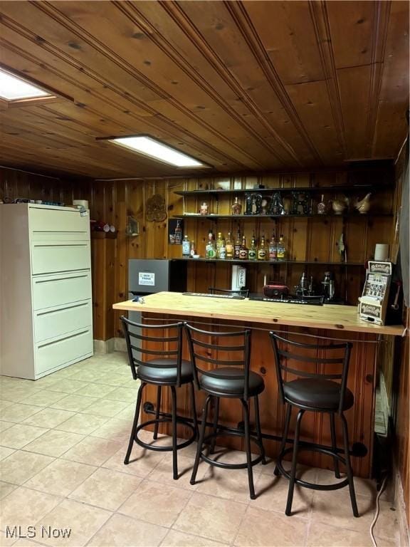 57365 Washington Blvd, Martins Ferry, OH 43935 - indoor wet bar featuring wood ceiling and wooden walls