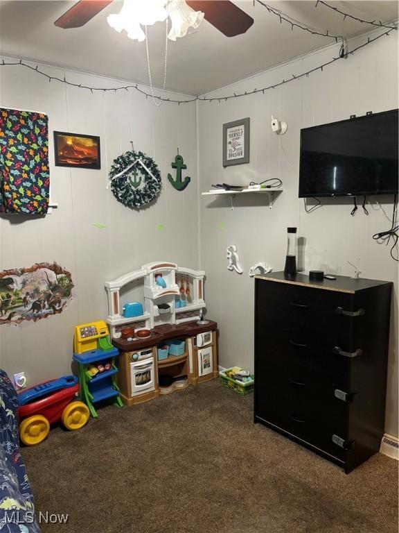 57365 Washington Blvd, Martins Ferry, OH 43935 - game room featuring ceiling fan and carpet flooring