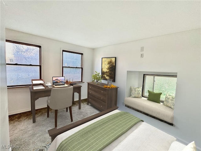 bedroom featuring carpet flooring and multiple windows