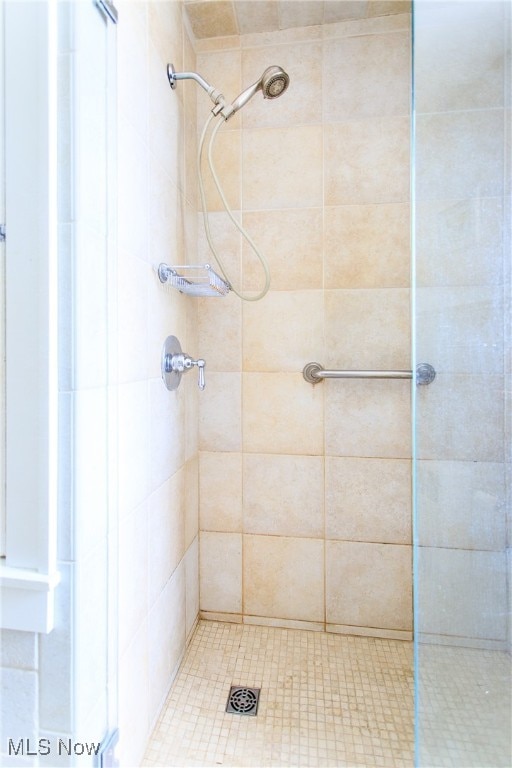 bathroom featuring tiled shower