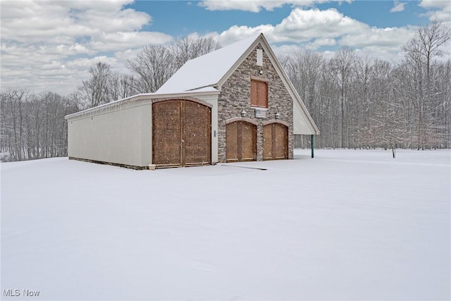 view of snow covered structure