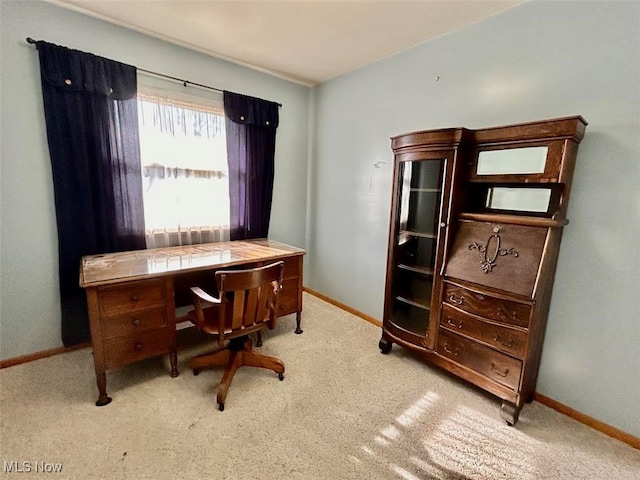 view of carpeted office space