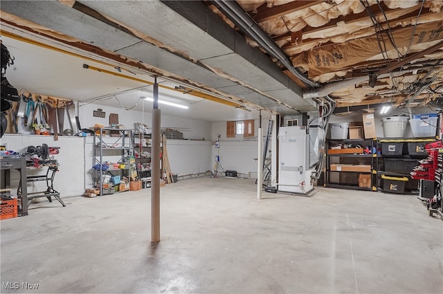 basement featuring a workshop area