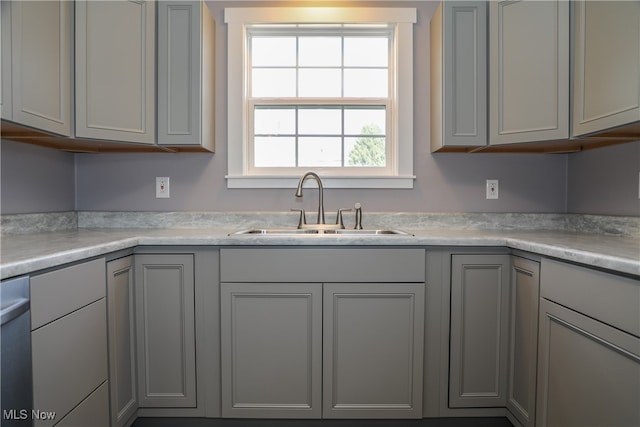 kitchen featuring gray cabinets and sink