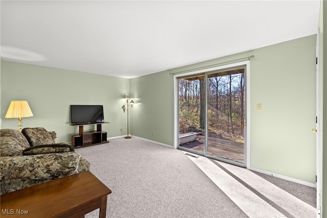 living room with carpet flooring