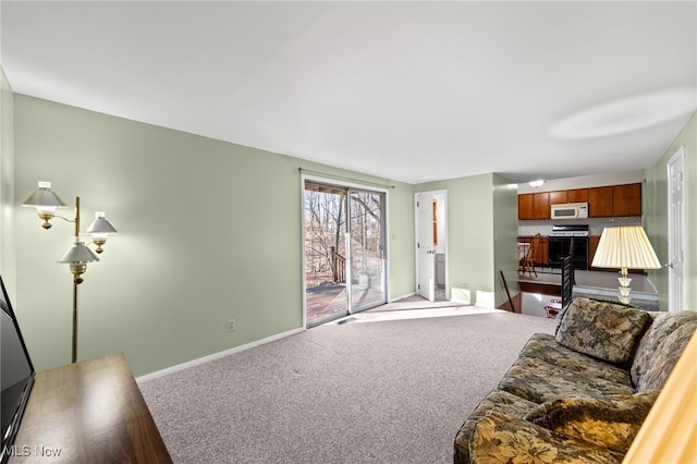 living room with carpet flooring