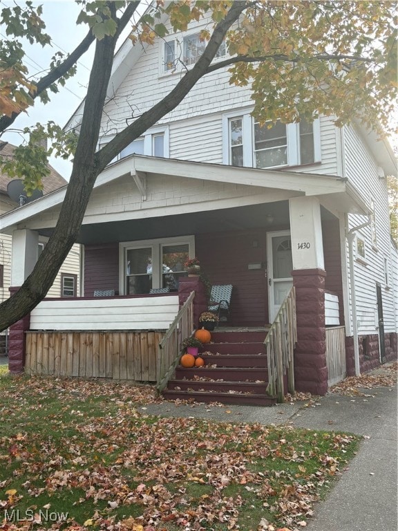 view of front of home featuring covered porch