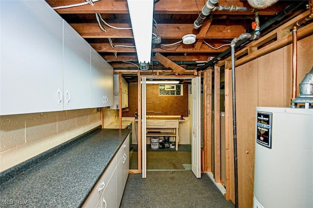 basement with gas water heater