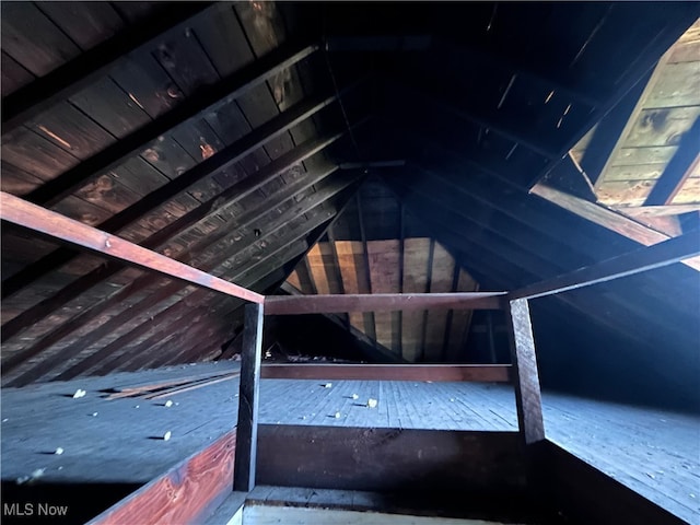 view of unfinished attic