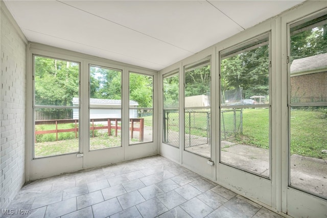 view of unfurnished sunroom