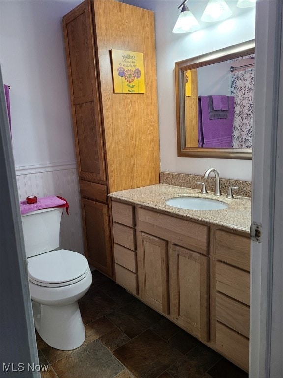 bathroom with toilet and vanity