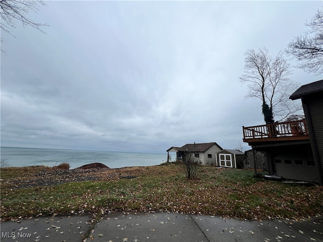 exterior space featuring a water view