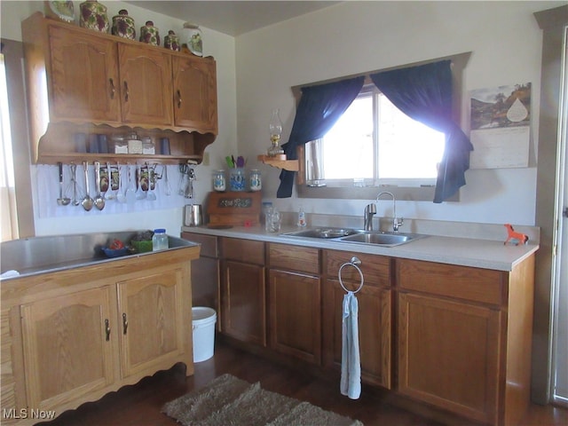 kitchen with dark wood-type flooring and sink