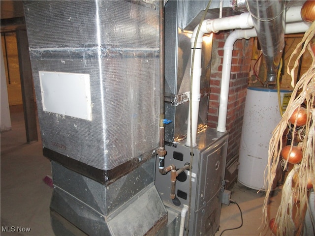 utility room with gas water heater