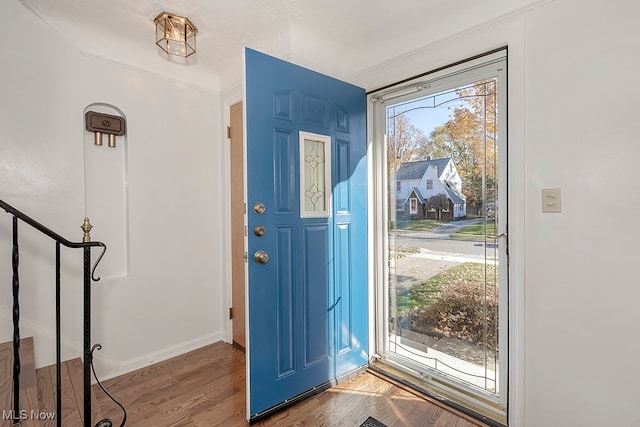 foyer with hardwood / wood-style floors