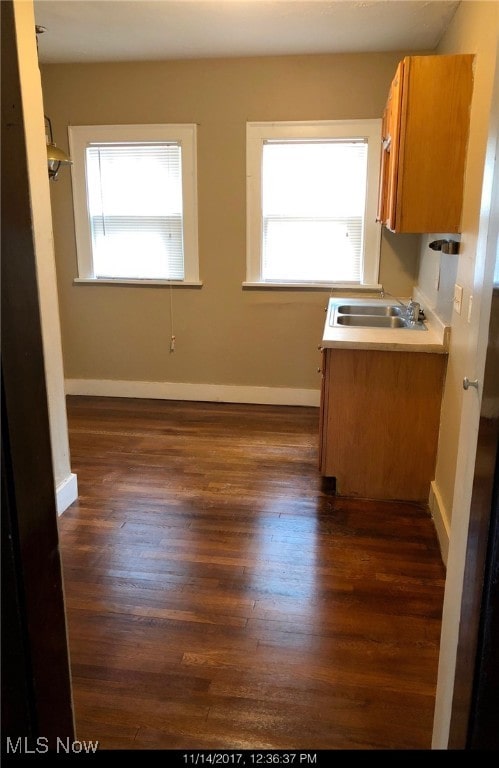 kitchen featuring sink and dark hardwood / wood-style floors