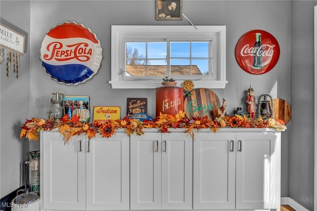 bar with white cabinets