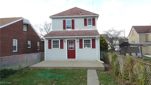 view of front of home with a patio