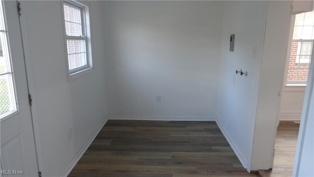 empty room featuring dark hardwood / wood-style flooring