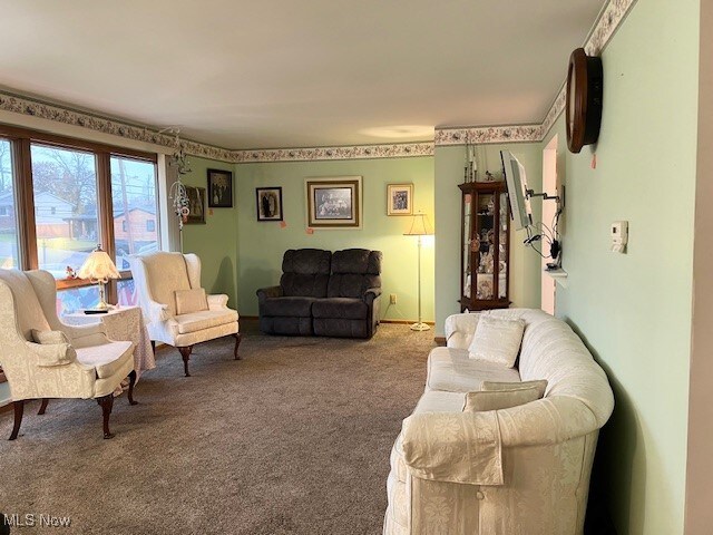 living room with carpet