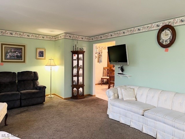 living room with carpet floors