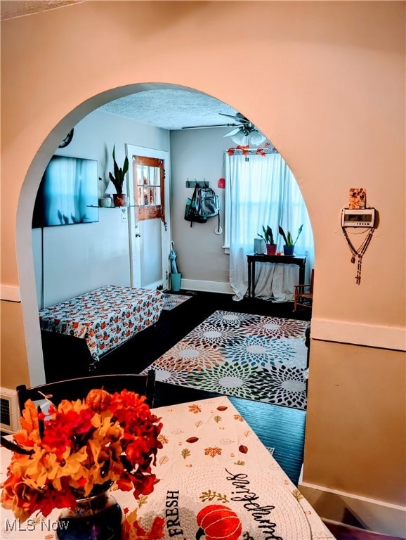 interior space with a textured ceiling