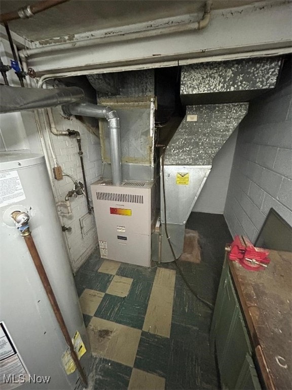 utility room with gas water heater