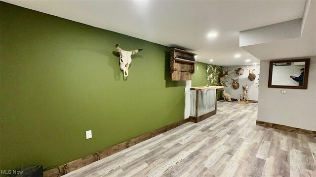 interior space with light hardwood / wood-style floors