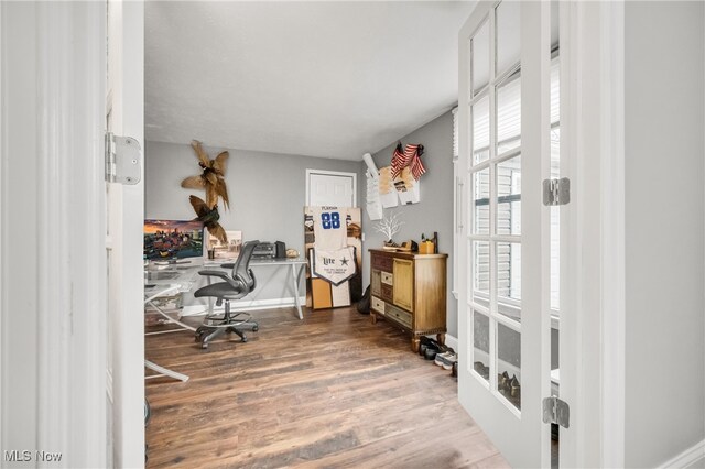 office with hardwood / wood-style floors