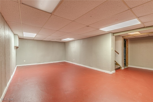 basement with a drop ceiling