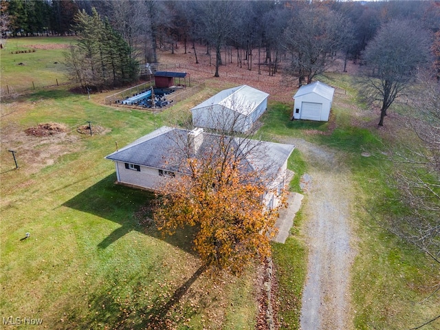 aerial view featuring a rural view