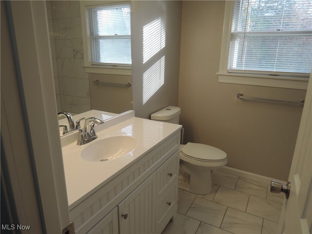 bathroom with toilet and vanity