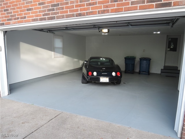 garage with a garage door opener