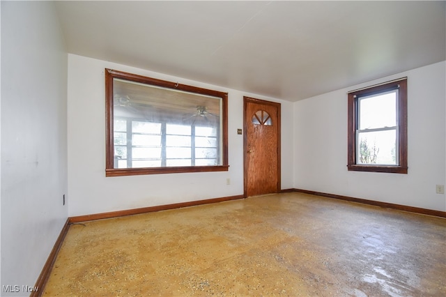 entryway with ceiling fan