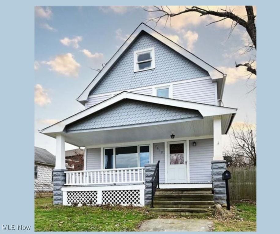 view of front of home with a porch