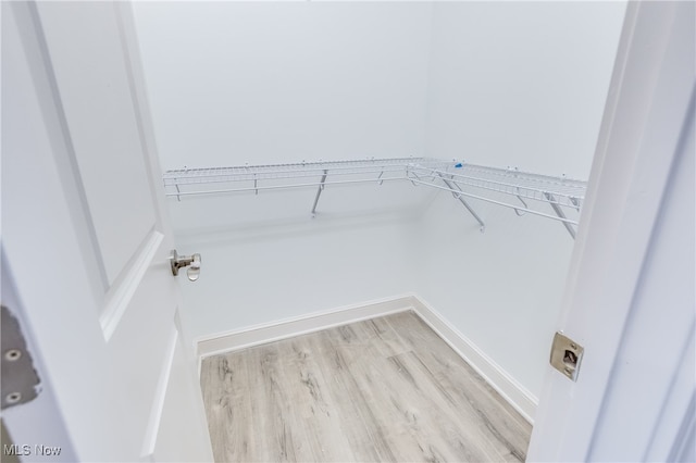 walk in closet featuring light wood-type flooring