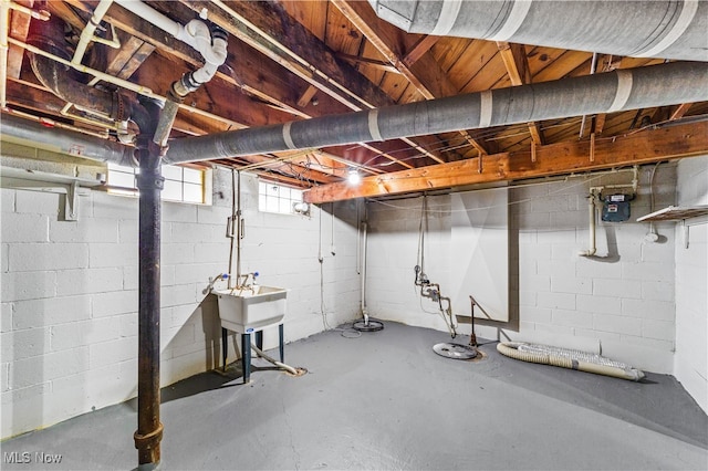 basement featuring sink