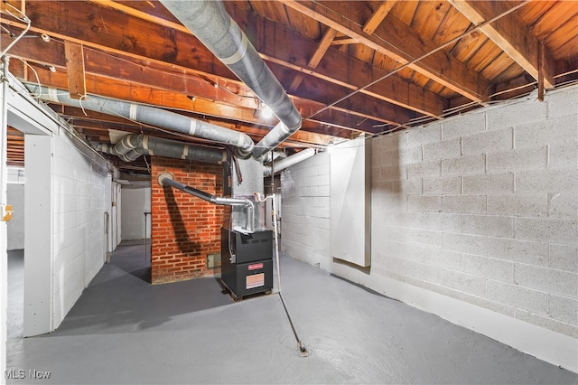 basement with heating unit