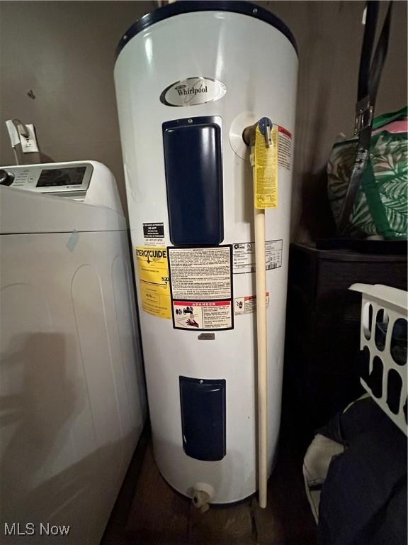 2886 Ossia Rd, Duck, WV 25063 - utility room with electric water heater and washer / dryer